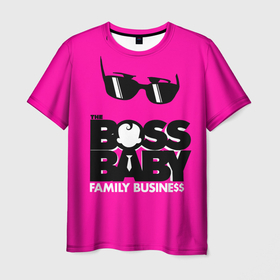 Мужская футболка 3D с принтом Boss Baby: family business , 100% полиэфир | прямой крой, круглый вырез горловины, длина до линии бедер | adult child | boss baby | business | cartoon | family business | kid | logo | serious | stern look | босс молокосос | деловой | логотип | малыш | мультфильм | семейный бизнес | серьёзный | суровый взгляд | 