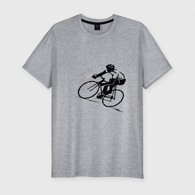 Мужская футболка хлопок Slim с принтом Велоспорт шоссе в Екатеринбурге, 92% хлопок, 8% лайкра | приталенный силуэт, круглый вырез ворота, длина до линии бедра, короткий рукав | bike | велосипед | велосипедист | велоспорт | спорт | спортсмен | шоссе | шоссейник | шоссер