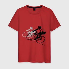 Мужская футболка хлопок с принтом Велоспорт шоссе в Екатеринбурге, 100% хлопок | прямой крой, круглый вырез горловины, длина до линии бедер, слегка спущенное плечо. | bike | велосипед | велосипедист | велоспорт | спорт | спортсмен | шоссе | шоссейник | шоссер