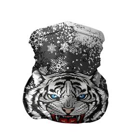 Бандана-труба 3D с принтом НОВОГОДНИЙ БЕЛЫЙ ТИГР 2022 , 100% полиэстер, ткань с особыми свойствами — Activecool | плотность 150‒180 г/м2; хорошо тянется, но сохраняет форму | 2022 | beast | merry christmas | new year | red bow | santa hat | snow | tiger | winter | winter is coming | year of the tiger | год тигра | дед мороз | животные | звери | зверь | зима | зима 2022 | зима близко | новог | новогодни