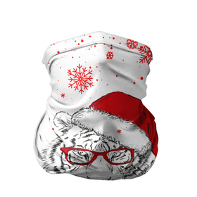 Бандана-труба 3D с принтом НОВОГОДНИЙ БЕЛЫЙ ТИГР 2022 | WHITE TIGER , 100% полиэстер, ткань с особыми свойствами — Activecool | плотность 150‒180 г/м2; хорошо тянется, но сохраняет форму | 2022 | beast | merry christmas | new year | red bow | santa hat | snow | tiger | winter | winter is coming | year of the tiger | год тигра | дед мороз | животные | звери | зверь | зима | зима 2022 | зима близко | новог | новогодни