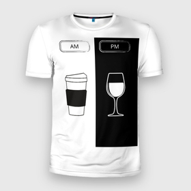 Мужская футболка 3D Slim с принтом Утром кофе, остальное потом в Санкт-Петербурге, 100% полиэстер с улучшенными характеристиками | приталенный силуэт, круглая горловина, широкие плечи, сужается к линии бедра | больше кофе | винный любитель | кофе и вино | кофе кофе кофе | кофейная тема | кофеман | красиво и стильно | люблю кофе | люблю кофе и вино | много кофе | прикольно и стильно | просто и со вкусом