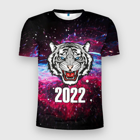 Мужская футболка 3D спортивная с принтом ЧЁРНЫЙ ТИГР НОВЫЙ ГОД 2022   GRAY TIGER NEW YEAR , 100% полиэстер с улучшенными характеристиками | приталенный силуэт, круглая горловина, широкие плечи, сужается к линии бедра | 2022 | beast | merry christmas | new year | red bow | santa hat | snow | tiger | winter | winter is coming | year of the tiger | год тигра | дед мороз | животные | звери | зверь | зима | зима 2022 | зима близко | новог | новогодни
