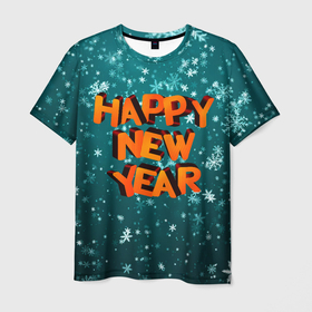 Мужская футболка 3D с принтом HAPPY NEW YEAR 2022 | С НОВЫМ ГОДОМ в Новосибирске, 100% полиэфир | прямой крой, круглый вырез горловины, длина до линии бедер | 2022 | c | christmas | happy | ice | new | snow | snowflake | year | годом | лед | ледяной | новый | новым | рождество | снег | снежинка