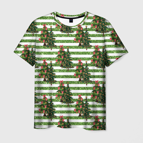 Мужская футболка 3D с принтом Елочки   новогоднее настроение в Белгороде, 100% полиэфир | прямой крой, круглый вырез горловины, длина до линии бедер | 2022 | год тигра | новый год | новый год 2022 | символ года | тигр | тигренок | тигрица | тигры