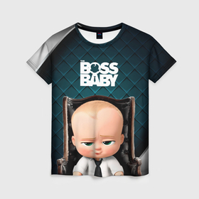 Женская футболка 3D с принтом Босс в кресле в Белгороде, 100% полиэфир ( синтетическое хлопкоподобное полотно) | прямой крой, круглый вырез горловины, длина до линии бедер | baby | boss | boss baby | босс | босс молокосос | маленький босс | малыш | мальчик | молокосос | ребенок