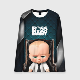 Мужской лонгслив 3D с принтом Boss в кресле , 100% полиэстер | длинные рукава, круглый вырез горловины, полуприлегающий силуэт | baby | boss | boss baby | босс | босс молокосос | маленький босс | малыш | мальчик | молокосос | ребенок