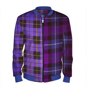 Мужской бомбер 3D с принтом Purple Checkered в Санкт-Петербурге, 100% полиэстер | застегивается на молнию, по бокам два кармана без застежек, по низу бомбера и на воротнике - эластичная резинка | в клетку | клеточка | клетчатая фиолетовая | клетчатые вещи | рубашка в клетку | тартан | фиолетовая клетка | фиолетовые квадраты | шотландская клетка