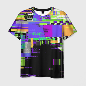 Мужская футболка 3D с принтом Глитч эффект в Курске, 100% полиэфир | прямой крой, круглый вырез горловины, длина до линии бедер | glitch | битый | глитч | профилактика | старый телевизор | эффект