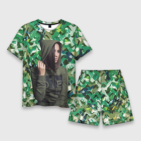 Мужской костюм с шортами 3D с принтом Olga Buzova   camouflage ,  |  | beauty | camouflage | celebrity | girl | military | olga buzova | девушка | знаменитость | камуфляж | красавица | ольга бузова