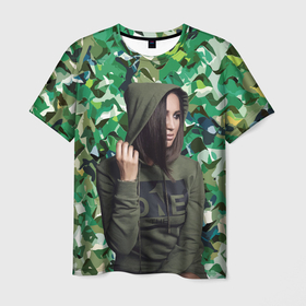 Мужская футболка 3D с принтом Olga Buzova   camouflage в Курске, 100% полиэфир | прямой крой, круглый вырез горловины, длина до линии бедер | beauty | camouflage | celebrity | girl | military | olga buzova | девушка | знаменитость | камуфляж | красавица | ольга бузова