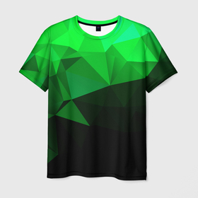 Мужская футболка 3D с принтом Изумрудный (Зеленый) | Геометрия в Курске, 100% полиэфир | прямой крой, круглый вырез горловины, длина до линии бедер | geometry | steel | абстракт | геометрия | зеленый | изумрудный | камни | плиты | полигоны | скин | сталь | текстура