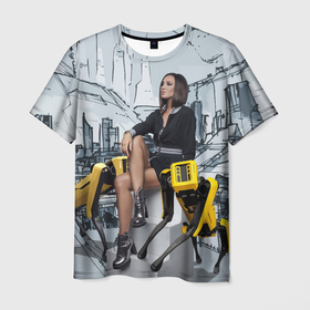 Мужская футболка 3D с принтом Olga Buzova in the future 2028 в Курске, 100% полиэфир | прямой крой, круглый вырез горловины, длина до линии бедер | beauty | city | future | girl | olga buzova | robots | style | vanguard | авангард | будущее | город | девушка | красавица | ольга бузова | стиль