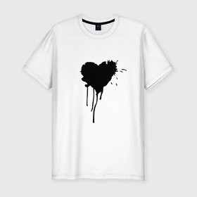 Мужская футболка хлопок Slim с принтом День любви (сердце) в Курске, 92% хлопок, 8% лайкра | приталенный силуэт, круглый вырез ворота, длина до линии бедра, короткий рукав | день святого валентина | любви | любовь | разбитое | сердце