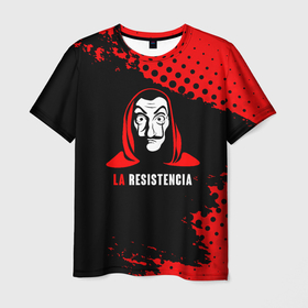 Мужская футболка 3D с принтом La Casa de Papel   La Resistencia. , 100% полиэфир | прямой крой, круглый вырез горловины, длина до линии бедер | bella ciao | berlin | bum bum ciao | dali | la casa de papel | money heist | nairobi | netflix | professor | resisten | somos la resistencia | tokyo | белла чао | берлин | бум бум чао | бумажный дом | дали | лиссабон | маска дали | наироби |