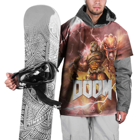 Накидка на куртку 3D с принтом Брутальный DoomGay | Hell rock в Новосибирске, 100% полиэстер |  | demons | devil | doom | doom eternal | doom slayer | doomguy | hell | hell rock | slayer | ад | демон | демоны | дум | дум гай | думгай | солдат рока