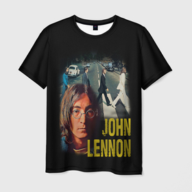 Мужская футболка 3D с принтом The Beatles John Lennon. в Екатеринбурге, 100% полиэфир | прямой крой, круглый вырез горловины, длина до линии бедер | beatles | blues | british | imagine | john | lennon | liverpool | music | retro | rock | битлз | британия | джон | леннон | музыка | ретро | рок | четверка