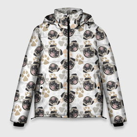 Мужская зимняя куртка 3D с принтом Собака Мопс (Pug) в Новосибирске, верх — 100% полиэстер; подкладка — 100% полиэстер; утеплитель — 100% полиэстер | длина ниже бедра, свободный силуэт Оверсайз. Есть воротник-стойка, отстегивающийся капюшон и ветрозащитная планка. 

Боковые карманы с листочкой на кнопках и внутренний карман на молнии. | bulldog | pug | pug dog | pug puppies | бульдог | год собаки | друг человека | дружные мопсы | дядя мопс | животное | зверь | кинолог | мопс | пёс | порода собак | собака боксёр | собака мопс | собаковод | четвероногий