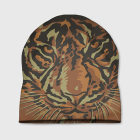 Шапка 3D с принтом Морда тигра на весь экран в Екатеринбурге, 100% полиэстер | универсальный размер, печать по всей поверхности изделия | Тематика изображения на принте: большая кошка | год тигра | животное | полосы | тигр | хищник