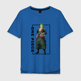 Мужская футболка хлопок Oversize с принтом Зоро Ророноа Ван Пис в Санкт-Петербурге, 100% хлопок | свободный крой, круглый ворот, “спинка” длиннее передней части | one piece | zoro roronoa | ван пис | ванпис | зоро | зоро ророноа | мечник | пират