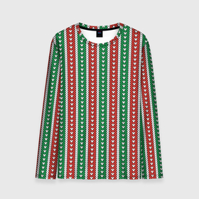 Мужской лонгслив 3D с принтом Knitted Pattern в Новосибирске, 100% полиэстер | длинные рукава, круглый вырез горловины, полуприлегающий силуэт | christmas | knitted pattern | new year | pattern | texture | вязаный узор | новый год | паттерн | рождество | текстура | узор