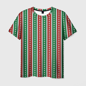 Мужская футболка 3D с принтом Knitted Pattern в Курске, 100% полиэфир | прямой крой, круглый вырез горловины, длина до линии бедер | christmas | knitted pattern | new year | pattern | texture | вязаный узор | новый год | паттерн | рождество | текстура | узор
