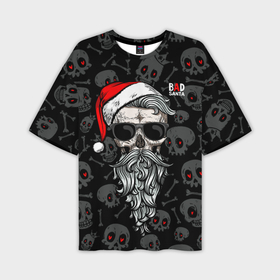 Мужская футболка OVERSIZE 3D с принтом Santa from Hell ,  |  | beard | christmas | hipster | new year | red cap | red eyes | santa claus | santa from hell | skulls | борода | дед мороз | красные глаза | красный колпак | новый год | рождество | санта из ада | санта клаус | хипстер | черепа