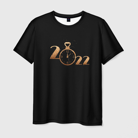 Мужская футболка 3D с принтом Часы 2022 в Новосибирске, 100% полиэфир | прямой крой, круглый вырез горловины, длина до линии бедер | 2022 | куранты | нг | новый год | подарок | праздник | рождество | часы