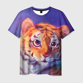 Мужская футболка 3D с принтом Тигренок 2022 , 100% полиэфир | прямой крой, круглый вырез горловины, длина до линии бедер | 2022 | лучшее | новый год | подарок | тигр | тигренок | топ