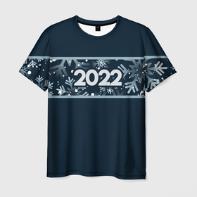Мужская футболка 3D с принтом Новый Год 2022 (Снегопад) в Новосибирске, 100% полиэфир | прямой крой, круглый вырез горловины, длина до линии бедер | 2022 | зима | новый год | новый год 2022 | снег | снежинки