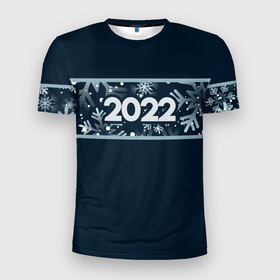 Мужская футболка 3D спортивная с принтом Новый Год 2022 (Снегопад) в Кировске, 100% полиэстер с улучшенными характеристиками | приталенный силуэт, круглая горловина, широкие плечи, сужается к линии бедра | 2022 | зима | новый год | новый год 2022 | снег | снежинки