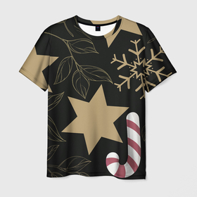Мужская футболка 3D с принтом Новогоднее Настроение (Звезды) в Белгороде, 100% полиэфир | прямой крой, круглый вырез горловины, длина до линии бедер | 2022 | елочные игрушки | звезды | новогоднее настроение | новый год | новый год 2022