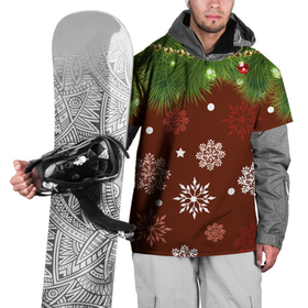 Накидка на куртку 3D с принтом Зимнее Настроение (Елка) в Тюмени, 100% полиэстер |  | Тематика изображения на принте: 2022 | елка | зимнее настроение | новогоднее настроение | новый год 2022 | снежинки
