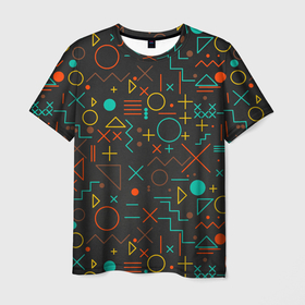 Мужская футболка 3D с принтом Геометрическая Абстракция (Частицы) в Новосибирске, 100% полиэфир | прямой крой, круглый вырез горловины, длина до линии бедер | Тематика изображения на принте: абстракция | геометрическая абстракция | геометрия | рисунок | частицы