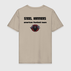Мужская футболка хлопок с принтом STEEL HAMMERS в Белгороде, 100% хлопок | прямой крой, круглый вырез горловины, длина до линии бедер, слегка спущенное плечо. | american | football | hammers | new | steel | американский футбол | регби | футбол
