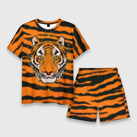 Мужской костюм с шортами 3D с принтом Тигр настоящий хищник в Санкт-Петербурге,  |  | Тематика изображения на принте: tiger | восточный тигр | год тигра | кошка | тигр | тигренок | хищник