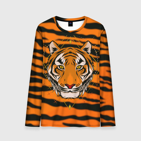 Мужской лонгслив 3D с принтом Тигр настоящий хищник в Кировске, 100% полиэстер | длинные рукава, круглый вырез горловины, полуприлегающий силуэт | tiger | восточный тигр | год тигра | кошка | тигр | тигренок | хищник