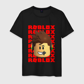Мужская футболка хлопок с принтом ROBLOX RED LOGO LEGO FACE в Тюмени, 100% хлопок | прямой крой, круглый вырез горловины, длина до линии бедер, слегка спущенное плечо. | Тематика изображения на принте: game | gamer | logo | minecraft | roblox | simulator | игра | конструктор | лого | майнкрафт | симулятор | строительство | фигура