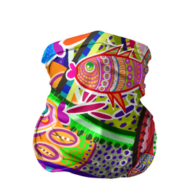 Бандана-труба 3D с принтом Разноцветные яркие рыбки на абстрактном цветном фоне в Екатеринбурге, 100% полиэстер, ткань с особыми свойствами — Activecool | плотность 150‒180 г/м2; хорошо тянется, но сохраняет форму | абстрактный паттерн | абстрактный фон | абстракция | аквариум | буйство красок в океане | египетские рыбки | знак зодиака рыбы | красное море | мировой океан | паттерн из рыб | разноцветные рыбы