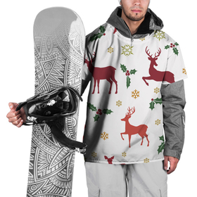 Накидка на куртку 3D с принтом Новогодние Олени (Снежинки) , 100% полиэстер |  | Тематика изображения на принте: животное | новогоднее настроение | новогодние олени | новый год | олени | снежинки