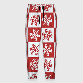 Мужские брюки 3D с принтом Шахматные Снежинки , 100% полиэстер | манжеты по низу, эластичный пояс регулируется шнурком, по бокам два кармана без застежек, внутренняя часть кармана из мелкой сетки | зима | новогоднее настроение | новый год | снежинки | шахматные снежинки | шахматы