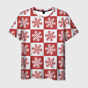 Мужская футболка 3D с принтом Шахматные Снежинки в Петрозаводске, 100% полиэфир | прямой крой, круглый вырез горловины, длина до линии бедер | зима | новогоднее настроение | новый год | снежинки | шахматные снежинки | шахматы