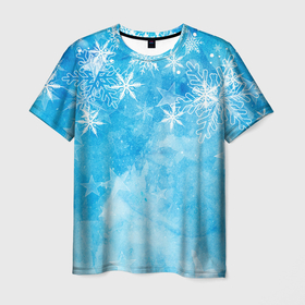 Мужская футболка 3D с принтом Холодок в Новосибирске, 100% полиэфир | прямой крой, круглый вырез горловины, длина до линии бедер | Тематика изображения на принте: зима | мороз | новый год | снег | снежинки | холод | холодок