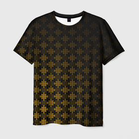 Мужская футболка 3D с принтом Золотой гобелен в Белгороде, 100% полиэфир | прямой крой, круглый вырез горловины, длина до линии бедер | гобелен | золотой | свет | темнота | узор