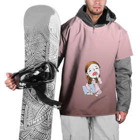 Накидка на куртку 3D с принтом Сонная зевающая девочка в Новосибирске, 100% полиэстер |  | внутренний ребенок | девочка | зев | зевать | зевающая | зима | отдых | пижама | подушечка | сон | сонная | спячка | усталость