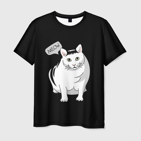 Мужская футболка 3D с принтом КОТ БЕНДЕР (МЕМ) в Санкт-Петербурге, 100% полиэфир | прямой крой, круглый вырез горловины, длина до линии бедер | bender | cat | meme | memes | meow | бендер | кот | кошка | мем | мемы | мяй | толстый