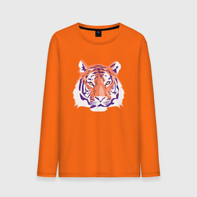Мужской лонгслив хлопок с принтом Тигра оранжевый , 100% хлопок |  | 2022 | blue water tiger | год тигра | дедмороз | ёлка | кошка | новыйгод | полосатый год | синий тигр | тигриный новый год | черный тигра