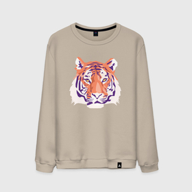 Мужской свитшот хлопок с принтом Тигра оранжевый в Тюмени, 100% хлопок |  | 2022 | blue water tiger | год тигра | дедмороз | ёлка | кошка | новыйгод | полосатый год | синий тигр | тигриный новый год | черный тигра