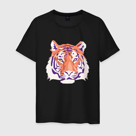 Мужская футболка хлопок с принтом Тигра оранжевый в Новосибирске, 100% хлопок | прямой крой, круглый вырез горловины, длина до линии бедер, слегка спущенное плечо. | Тематика изображения на принте: 2022 | blue water tiger | год тигра | дедмороз | ёлка | кошка | новыйгод | полосатый год | синий тигр | тигриный новый год | черный тигра