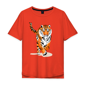 Мужская футболка хлопок Oversize с принтом Властный хозяин джунглей , 100% хлопок | свободный крой, круглый ворот, “спинка” длиннее передней части | muzzle | paws | skin | tail | tiger | лапы | тигр | хвост